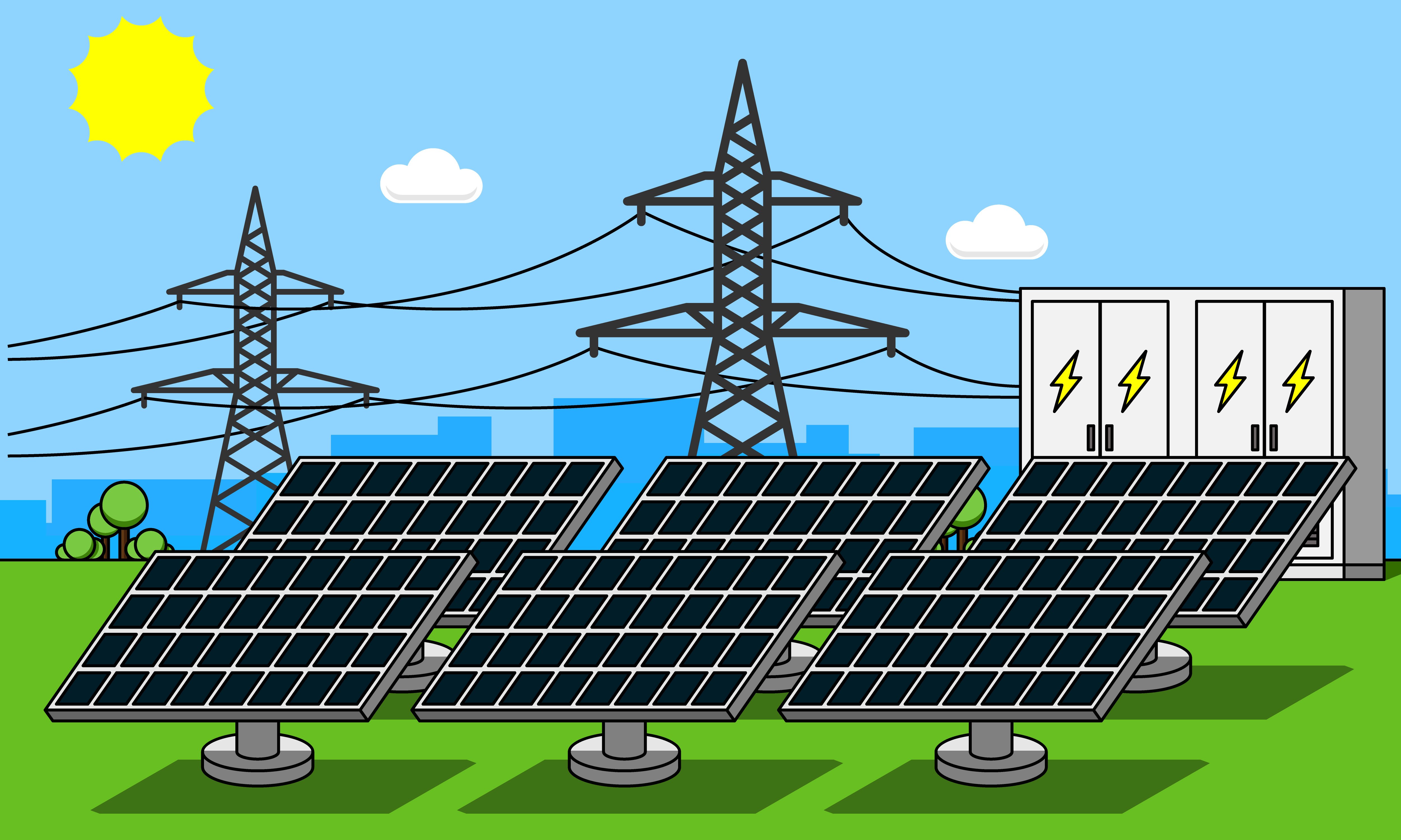 Stock photo drawing of solar panels