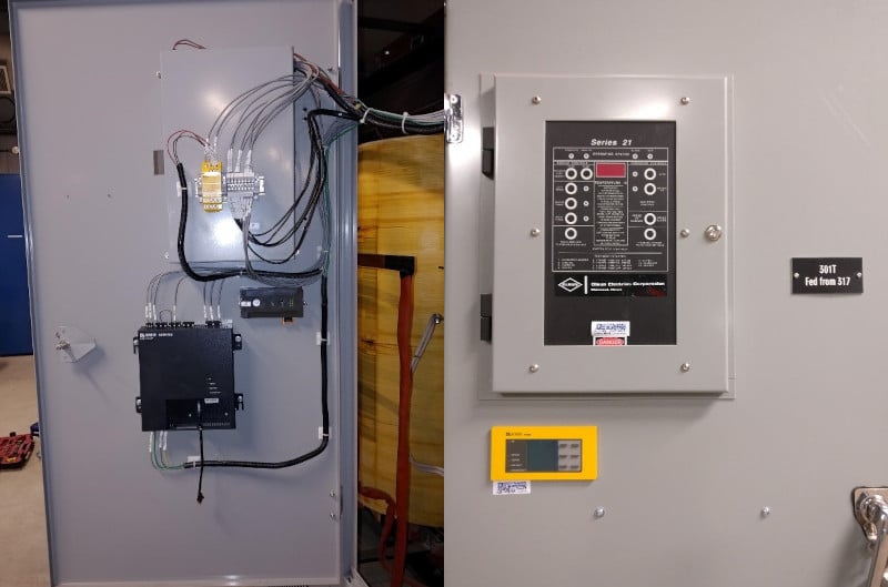 Image 1: NGR monitor components installed on back and front of transformer section door.