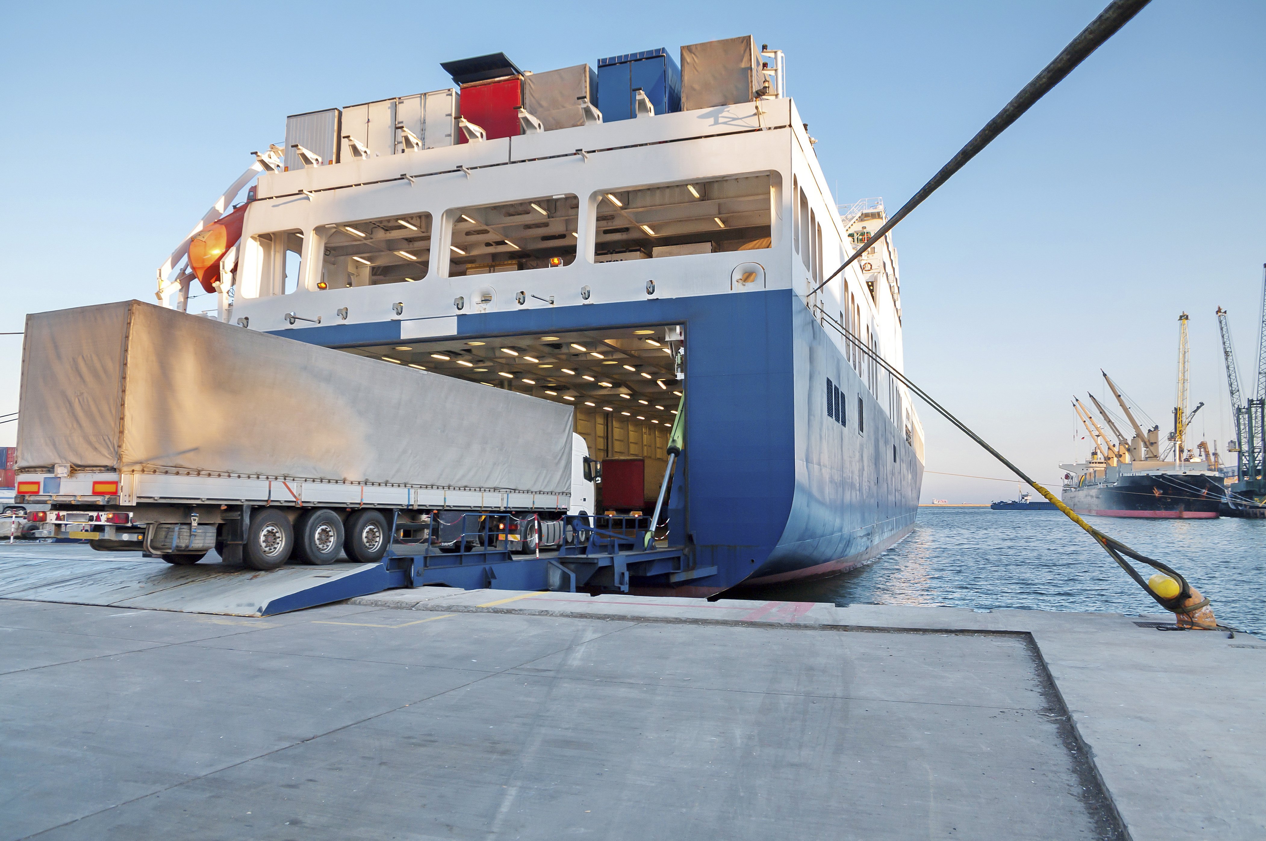 Truck loaded on to ferry